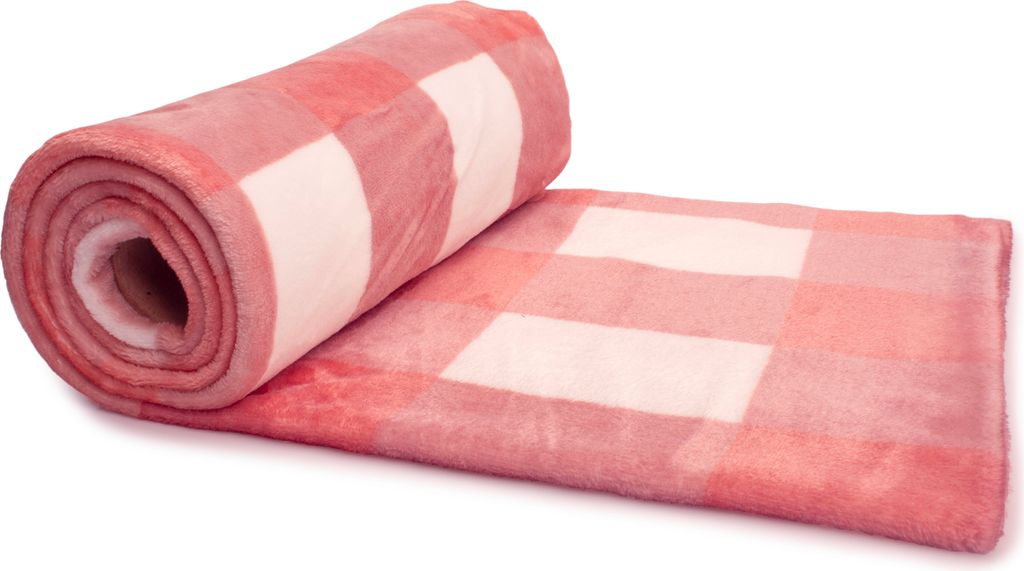 Minky Plüsch bilateral gedruckte, Schmutzig rosa kariert 50x165 cm