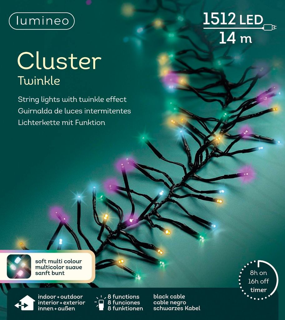Lumineo Lichterkette CLUSTER TWINKLE 1512 LED 14 m Sanft Produktbild 
