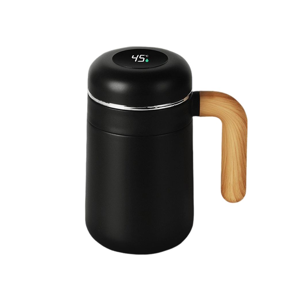 Thermobecher, 480ml Kaffeebecher, Digitalanzeige, Kaffee-to-go Becher, 316 Edelstahl Trinkbecher, auslaufsicher mit Deckel, Edelstahl Travel Mug