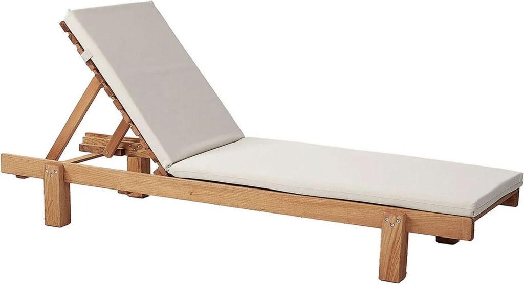 Skye Decor, Hochwertiger Garten-Sonnenliege aus 100% HORNBEAM-Holz, cremefarben, 59 x 25 x 180 cm | Unbehandelt, wasserfest mit wasserbasierter Hol...