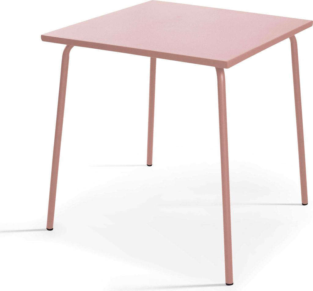 Quadratischer Gartentisch aus Metall Rosa - Oviala Palavas