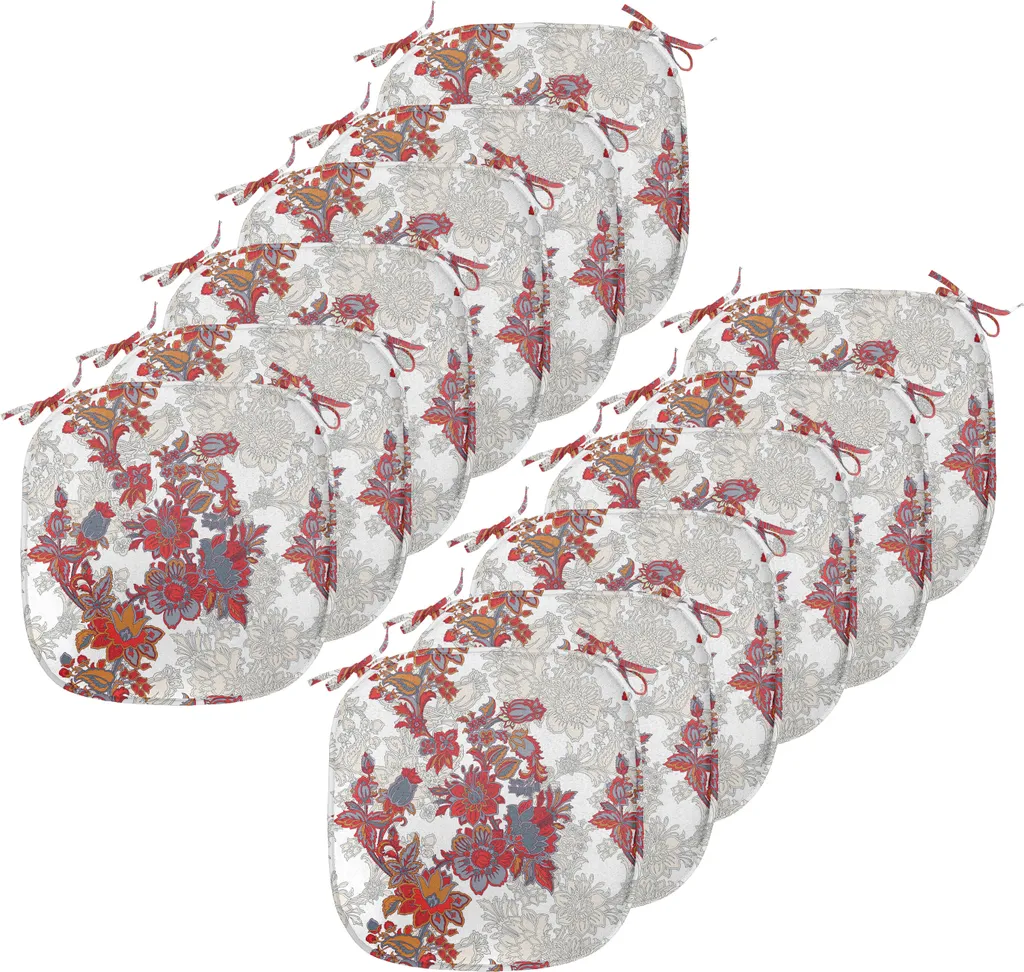 Set 12 Cuscini Sedie ABAKUHAUS 40x40 - Fiori Boho Rosso Nero