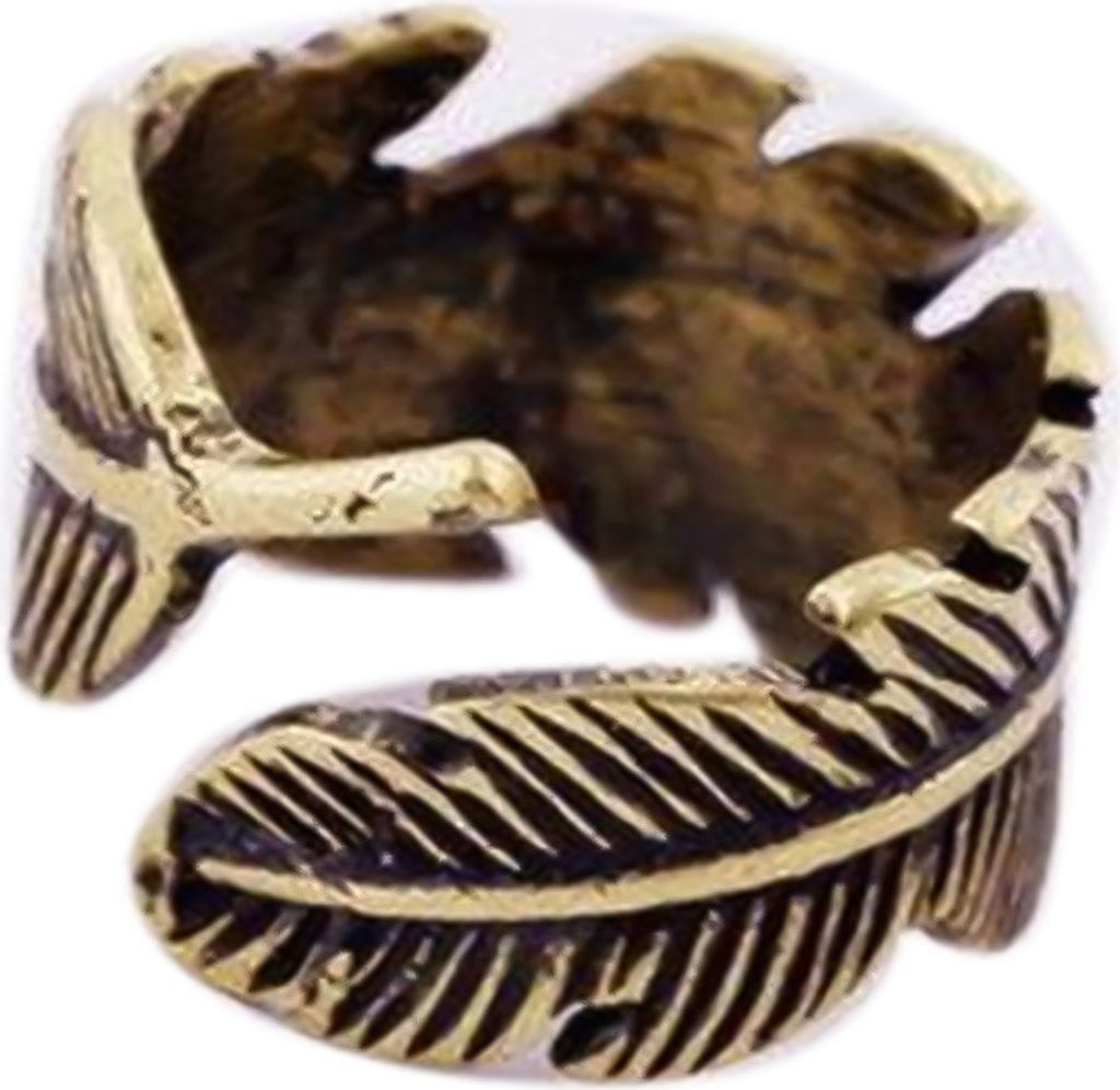Offener Ring, geätzte Blattfeder, verstellbar, Antik-Bronze, Uni-Öffnungsring, Schmuck für Party