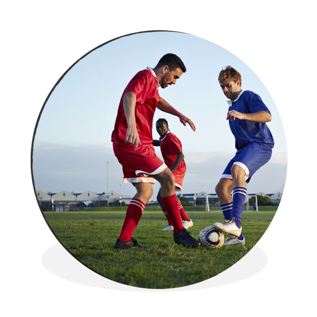 MuchoWow Aluminium Wandkreis Fußballspiel Ø 30 cm Wanddeko Modern Wohnzimmer - Wand Bild - Wohnzimmer - Runde Bilder - Alubilder - Kunst für z...