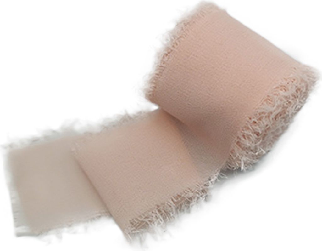 Franierte kantige Faltenchiffon Seidenband Hochzeit Blumenstrauß Wrap Decor Requisite-Nude & Pink