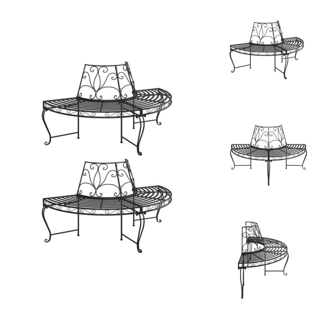 vidaXL Półokrągłe ławki pod drzewo 2 szt. Ø160 cm stal Zdjęcie produktu 