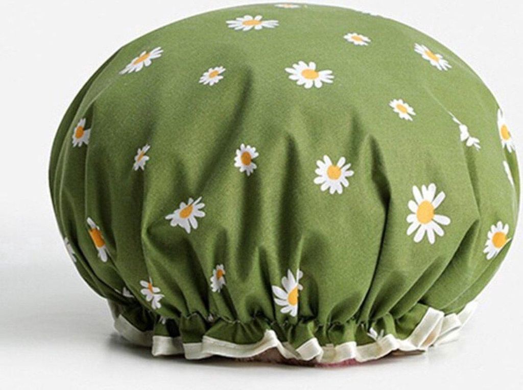 Jumada's – Doppelschichtige wasserdichte Badekappe – Women Essentials – Dicke 1-teilige Duschhaube – Duschhaube mit grünem Gänseblümchen...