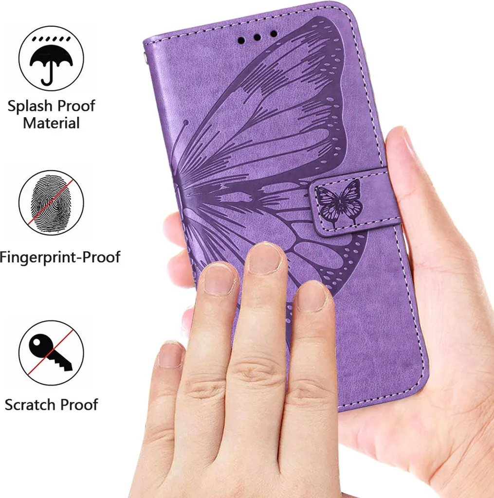 Xiaomi 12 Lite Custodia Flip Wallet - Protezione 360° Farfalla Viola - 6