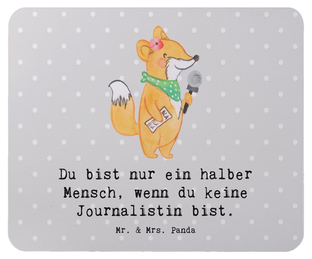 Mr. & Mrs. Panda Mouse Pad Journalistin Herz - Grau Pastell - Geschenk, Ausbildung, Mousepad, Reporterin, Lustig, Mauspad, pc, mousematte, Spruch, ...