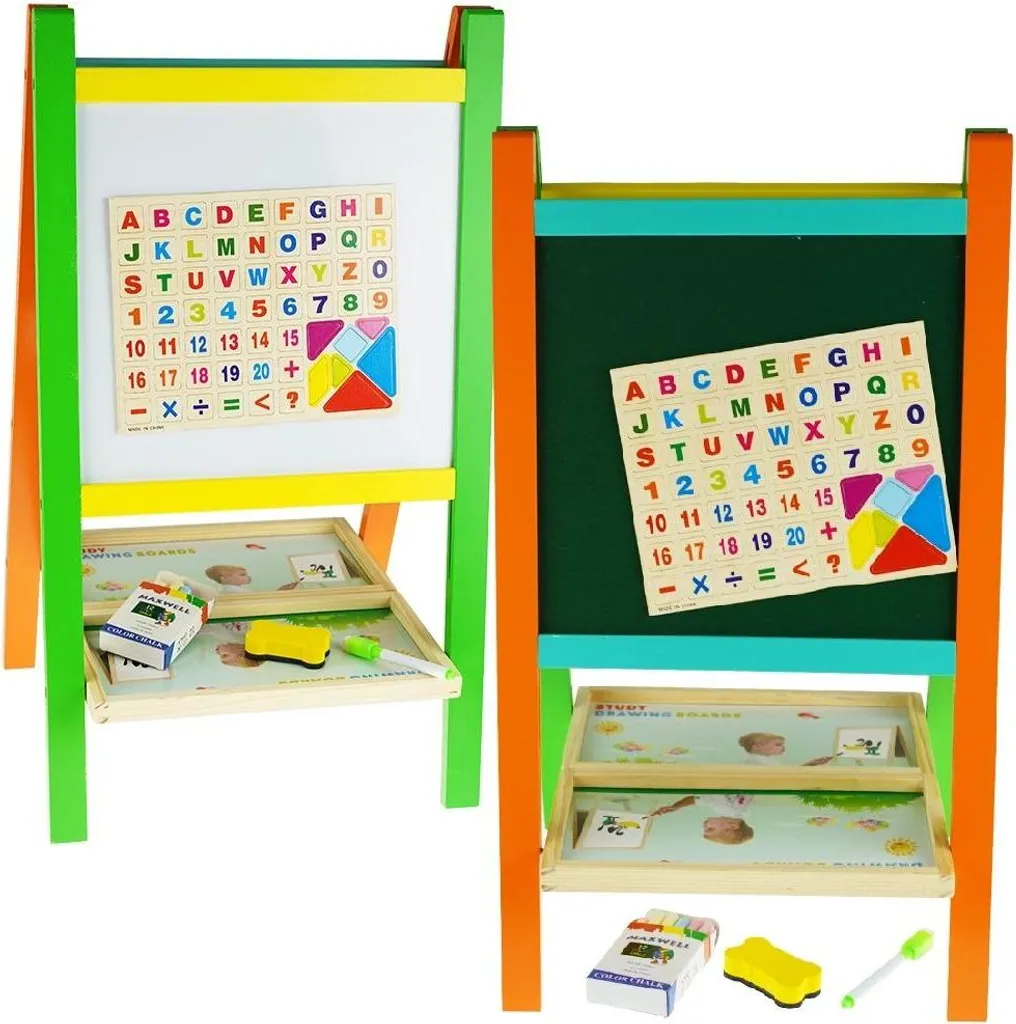Chevalet de dessin enfant - Tableau magnétique double face en bois