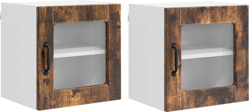 Küchenschrank mit Regal 2 pcs Geräucherte Eiche 40 x 31 x 40 cm