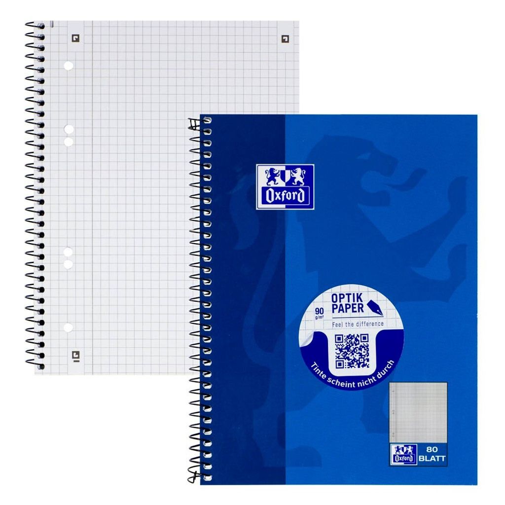 Oxford Collegeblock A5+ 80 Blatt kariert Rand Links Obrázok produktu 