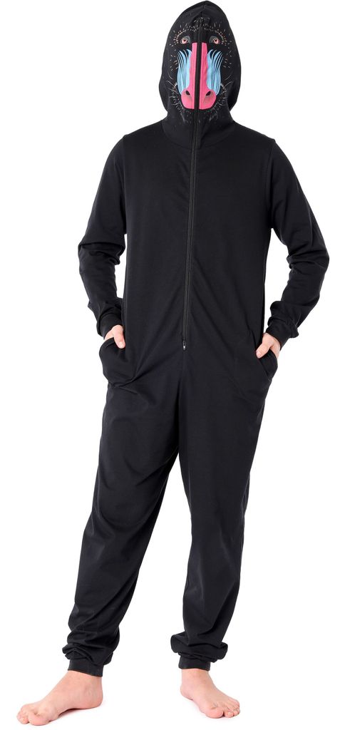 Ladeheid Jungen Teenager Schlafoverall aus Baumwolle Tierkostüm Jumpsuit bunt Tiermotiv Verkleidung Schlafanzug Einteiler mit Kapuze LA40-240 (Sch...