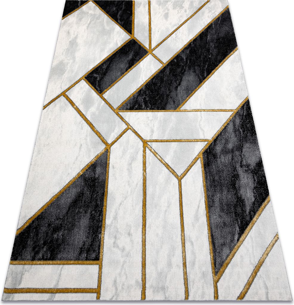 Exklusiv EMERALD Teppich 1015 glamour, stilvoll Marmor, geometrisch schwarz / gold Schwarz 80x150 cm