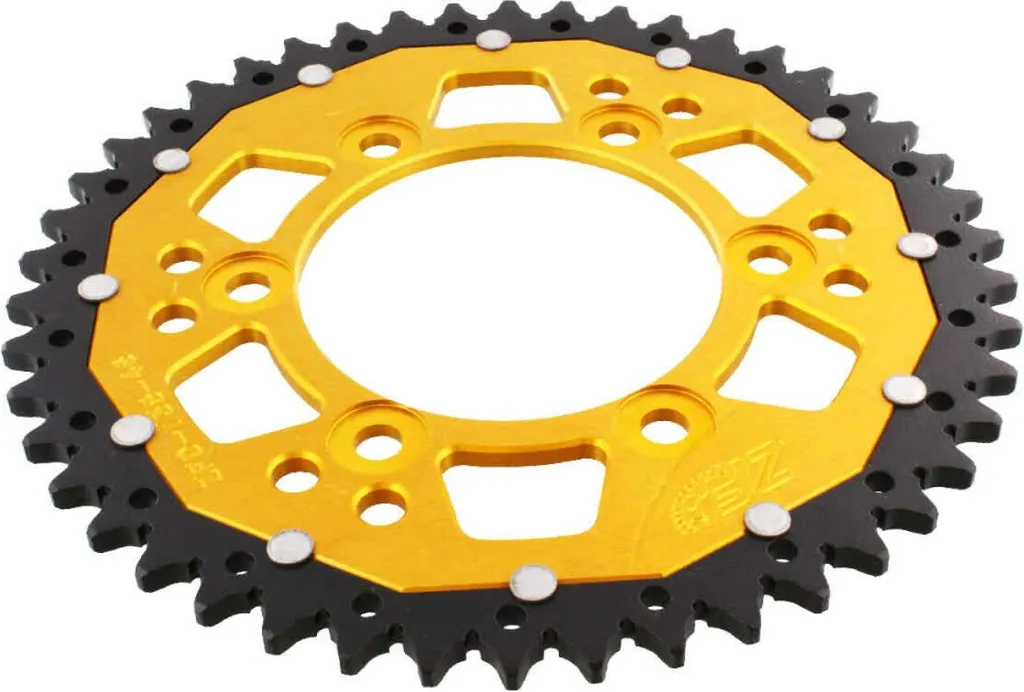 Couronne hybride ZF 520 noir or 46 dents, légèreté et solidité Ducati