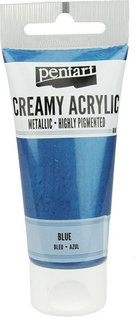 Cremige Acrylfarbe metallic blau / metallic blau 60ml - PENTART