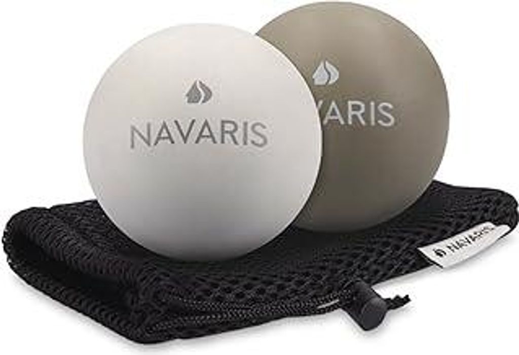 Navaris Massageball 2er Set Faszien Massage - Selbstmassage Gummi Faszienball Lacrosse Ball Trigger Point - Fuß Roller Triggerpunkte