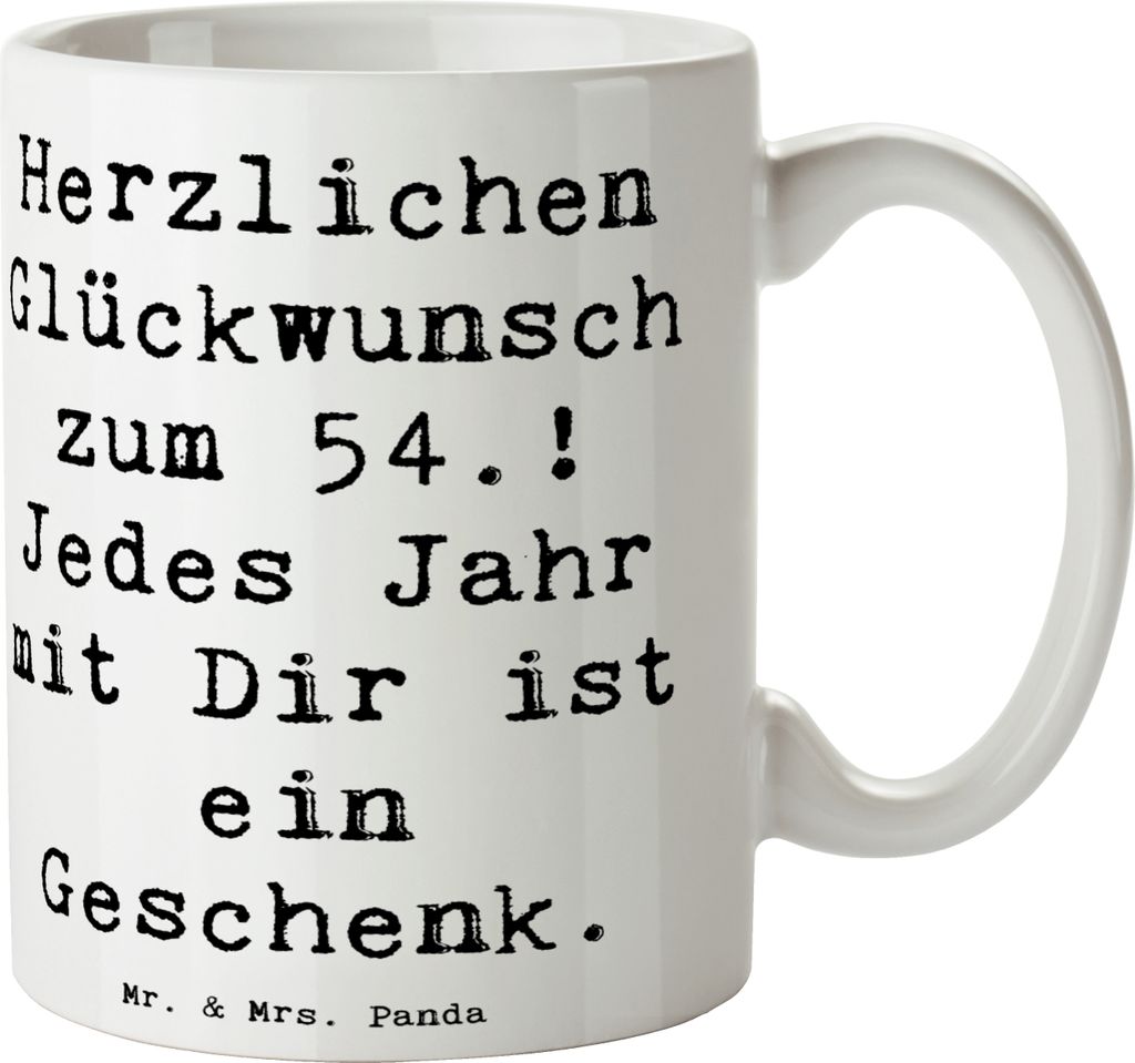 Mr. & Mrs. Panda Teetasse Spruch 54. Geburtstag - Weiß - Produktbild 