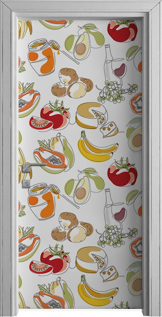 Tür Selbstklebende 90x210 cm Türfolie Türtapete Klebefolie - Obst und Gemüse