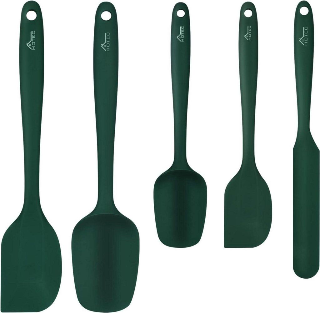 Pfannenwender-Set aus Silikon, antihaftbeschichtet, spülmaschinenfest, BPA-frei, dunkelgrün, 5-teilig