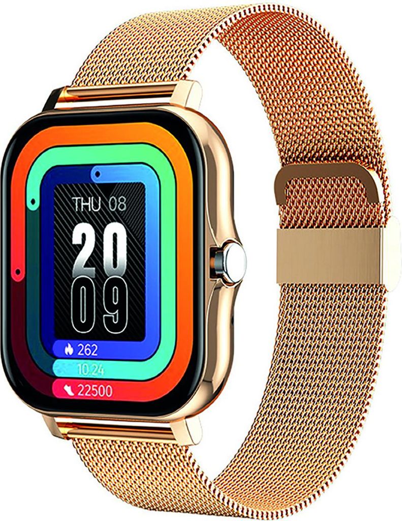 Avizar, Balnéo Smartwatch 1,69" AMOLED, BT 5.1, IP67, Stahlband, Gold