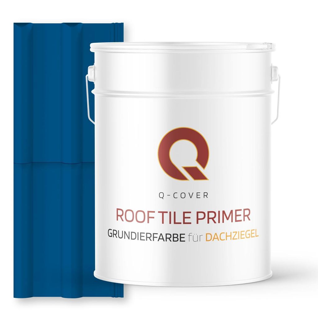 Grundierfarbe für Dachziegel Signalblau RAL 5005 10 L | wetterfeste Dachbeschichtung | für Ziegel, Beton, Eternit | UV-beständig | Q-COVER