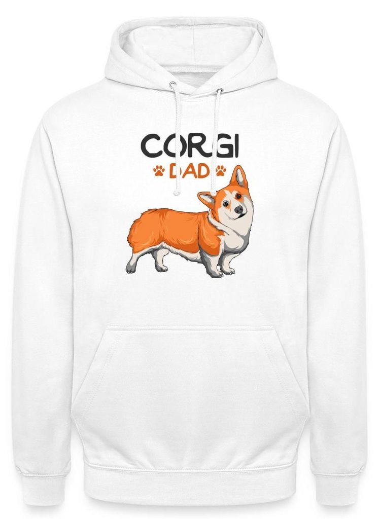 Spreadshirt Corgi Dad Uni Hoodie, S, Weiß