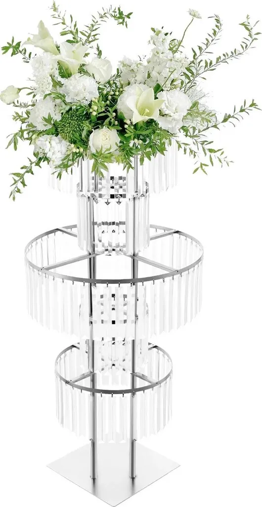 Support à fleurs spécial réception mariage 110cm argenté à 5 étages