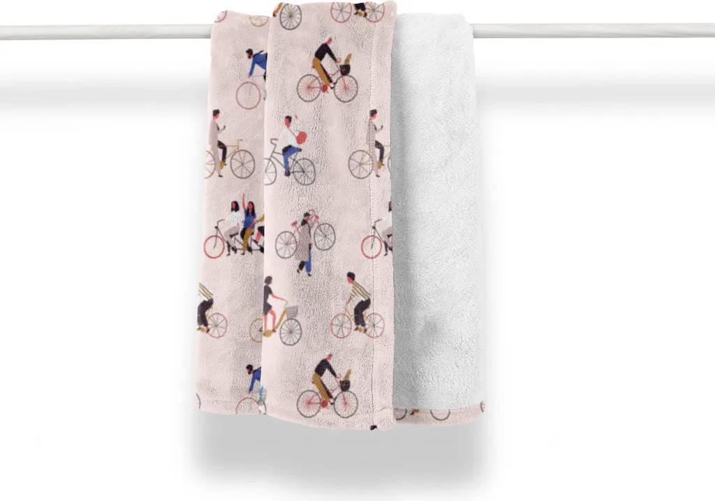 ABAKUHAUS Coperta morbida in pile di flanella per bicicletta, arte per uomini e donne in bicicletta, morbida e confortevole per interni ed esterni, 125 x 175 cm, rosa pallido multicolore