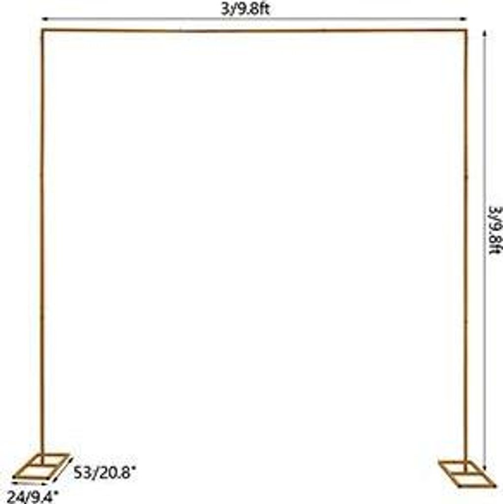 Hochzeitsbogen - Quadratischer Hintergrundständer - 3×3 m - Verzinkte Eisenrohre - Tragkraft 10 kg - Standfuß 24×53 cm - Milchweiß