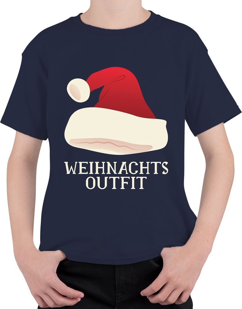 Weihnachtsoutfit Weihnachtsmütze - Weihnachten Weihnachtsgeschenk Christmas Uni Kinder T-Shirt, Navy, 140