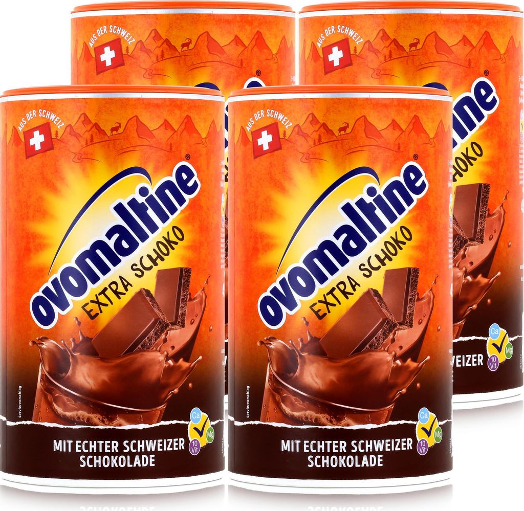 Ovomaltine Malzhaltiges Getränkepulver extra Schoko 450g (4er Pack)