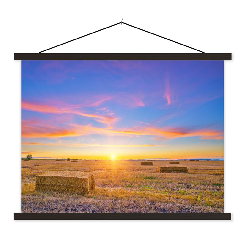 MuchoWow Textilposter Stroh - Sonne - Himmel - Landschaft 120x90 cm mit schwarzem Rahmen - Aufhänger für Poster