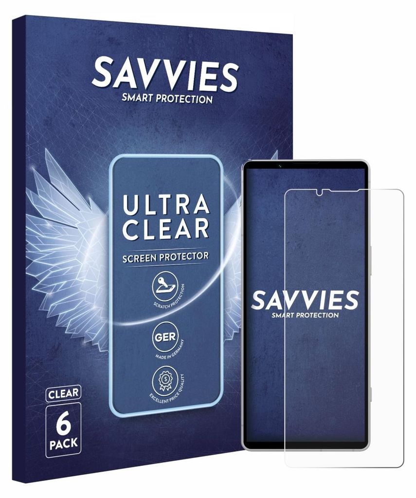 A product box and a screen protector for a smartphone.