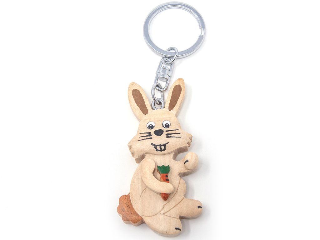 Schlüsselanhänger aus Holz - weißer Hase Produktbild 