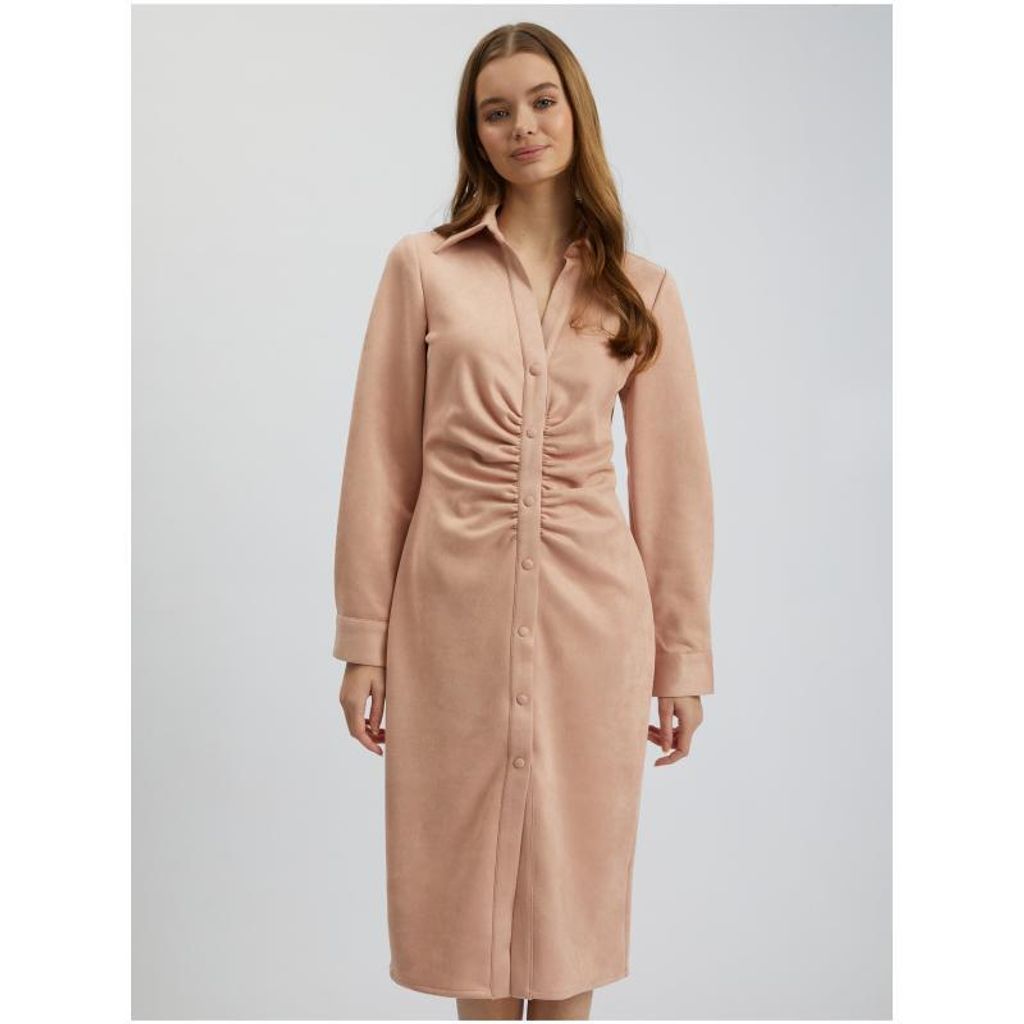 Orsay Hellrosa Damen-Etuikleid mit Wildlederbesatz 410247-225000__36