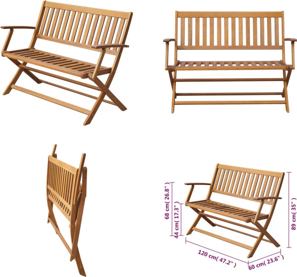 vidaXL Gartenbank 120 cm Massivholz Akazie - Gartenbank - Gartenbänke - Bank - Bänke