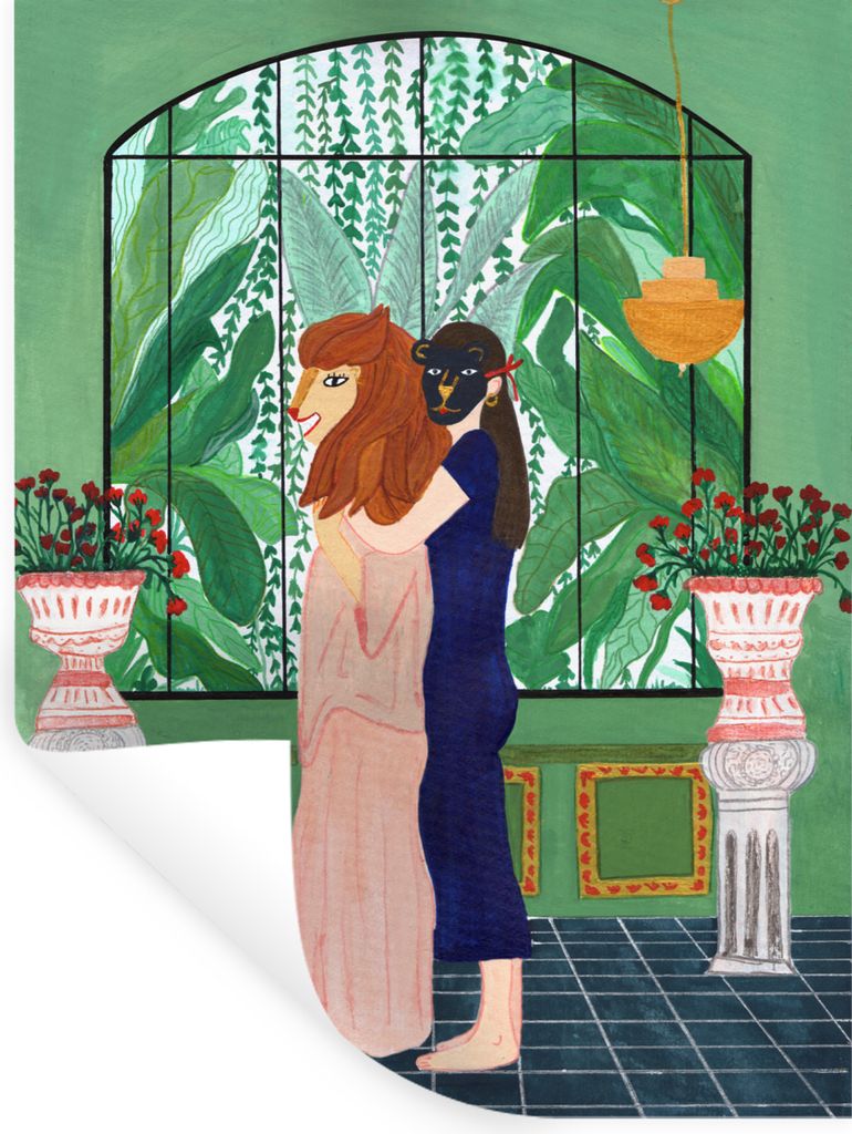 MuchoWow Wandtattoo Wandsticker Wandaufkleber Abstrakt - Löwe - Vintage 60x80 cm Selbstklebend und Repositionierbar - Repositionierbar - Wasser ...