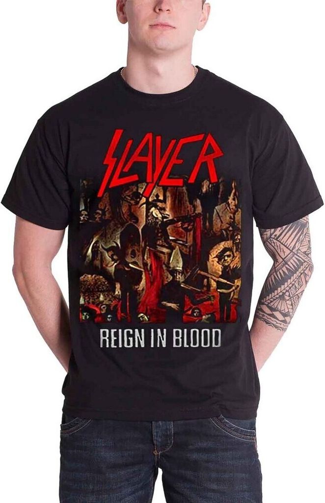 Slayer - "Reign In Blood" T-Shirt für Herren/Damen Uni RO1770 (M) (Schwarz)