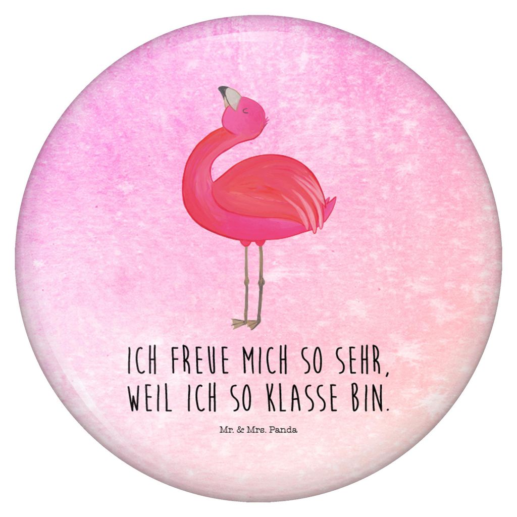 Mr. & Mrs. Panda Button Flamingo Stolz - Aquarell Pink - Geschenk, Badge, Rosa, Selbstliebe, Plakette, Ansteckbutton, Anstecker Pin, Mama