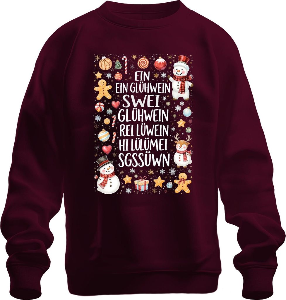 Ein Ein Glühwein Zwei Glühwein Rei Lülümei Weihnachten Geschenk Uni Sweatshirt Pullover, Burgundy, M