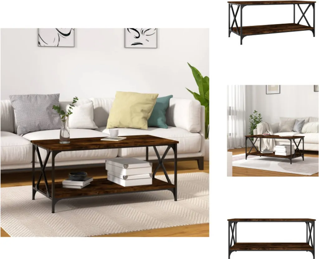 Tavolino da Salotto Rovere Fumé 100x50x45cm | Stile Minimal Wood & Iron