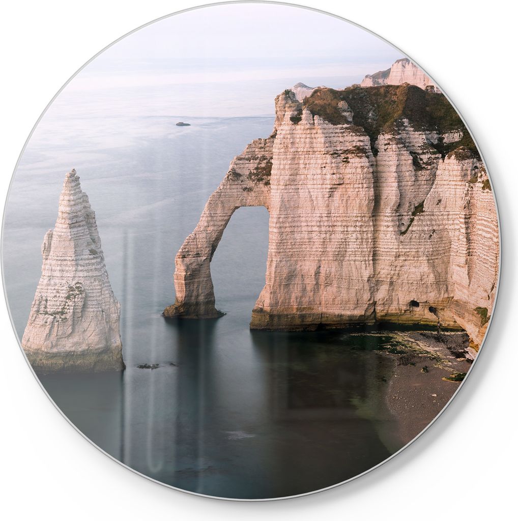 DEQORI Schneidebrett Glas Ø 30 cm 'Klippen von Étretat' Schneideplatte Servierplatte groß