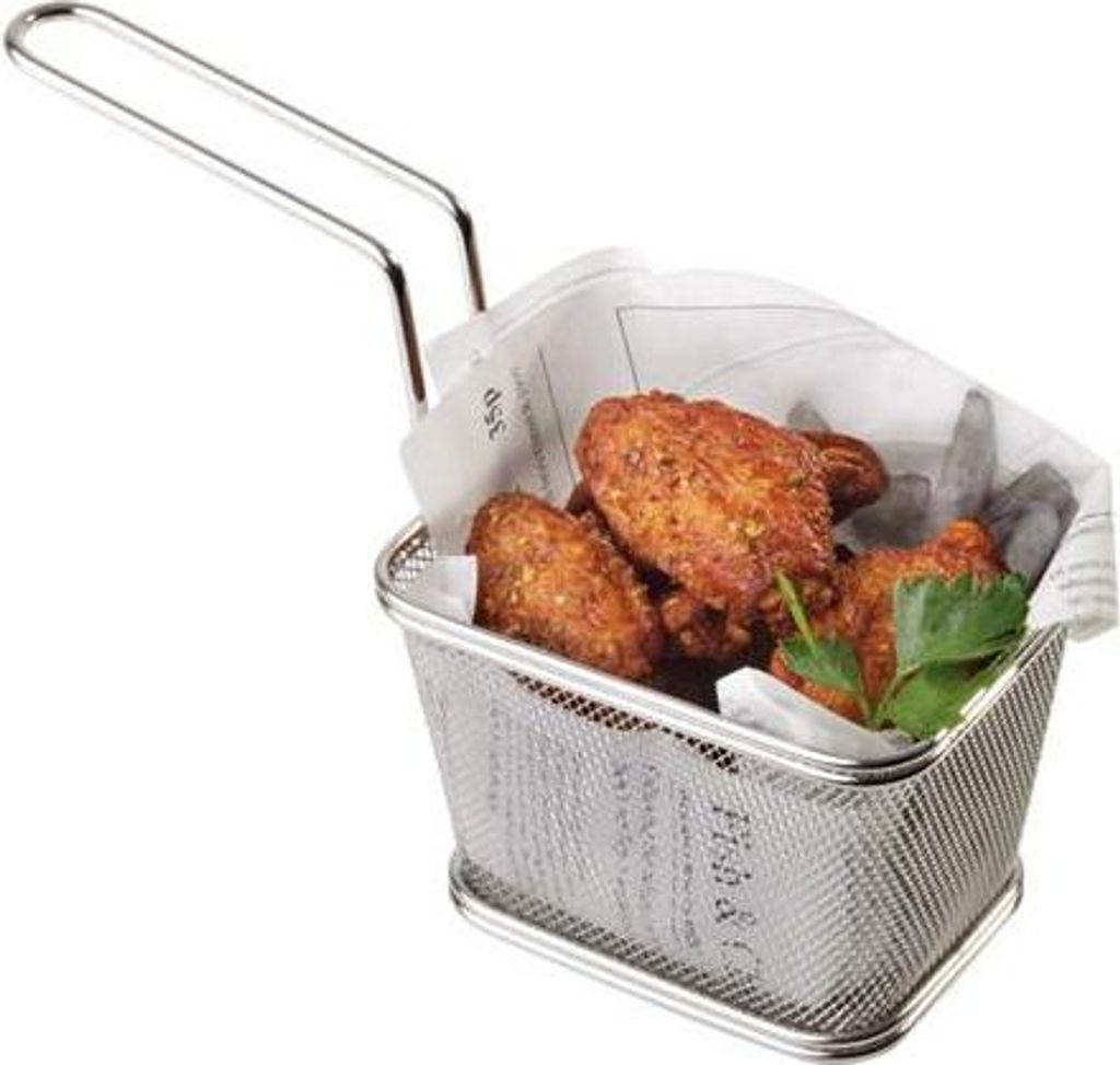 APS 40621 Servier-Frittierkorb SNACKHOLDER, Edelstahl, 13 x 10,5 cm, Höhe 9 cm