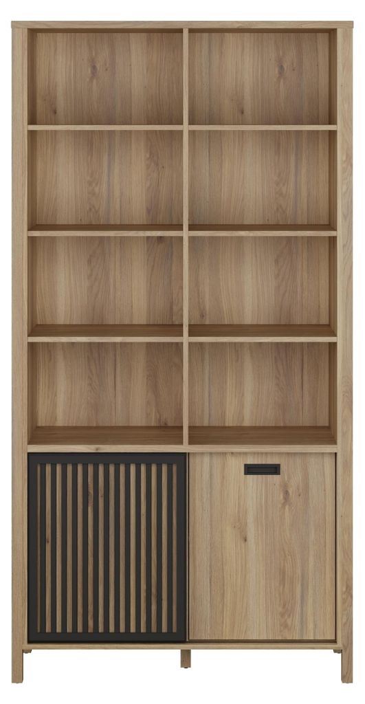 Regal >JYTANA< in Mauvella Eiche Nachbildung - 103,4x200,3x40,3cm (BxHxT)