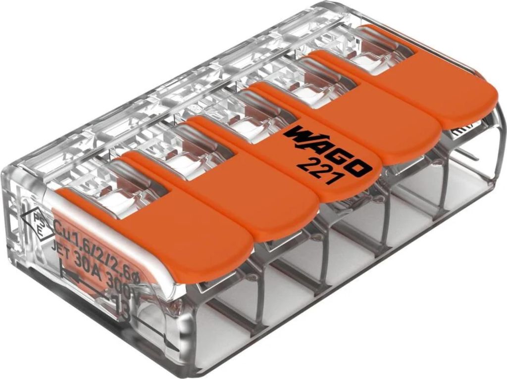 WAGO Verbindungsklemme 5-Leiter Transparent Produktbild 
