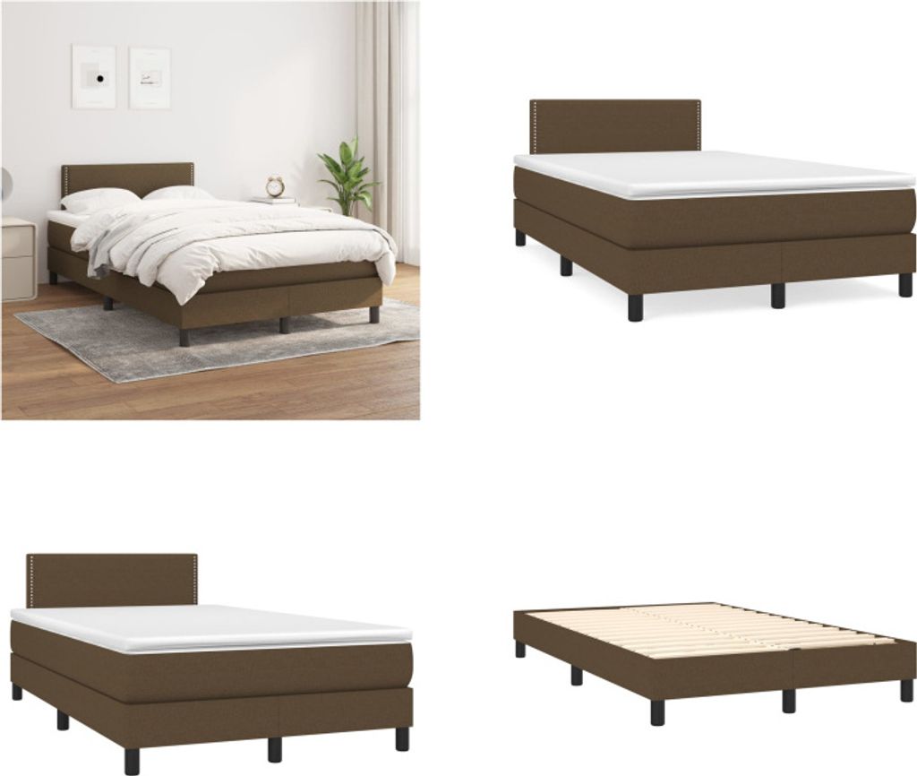 vidaXL Boxspringbett mit Matratze Dunkelbraun 120x200 cm Stoff - Boxspringbett - Boxspringbetten - Bett - Schlafzimmermöbel