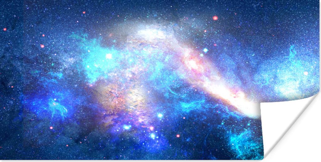 MuchoWow Poster Blau - Weltraum - Sterne 150x75 cm - ohne Rahmen