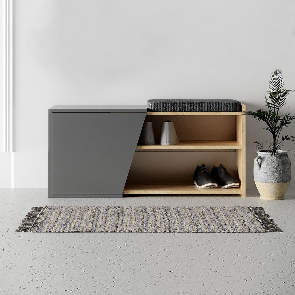 Skye Decor, Fiona - Oak, Anthracite, Schuhschränke, Eiche, 104 x 47 x 37 cm