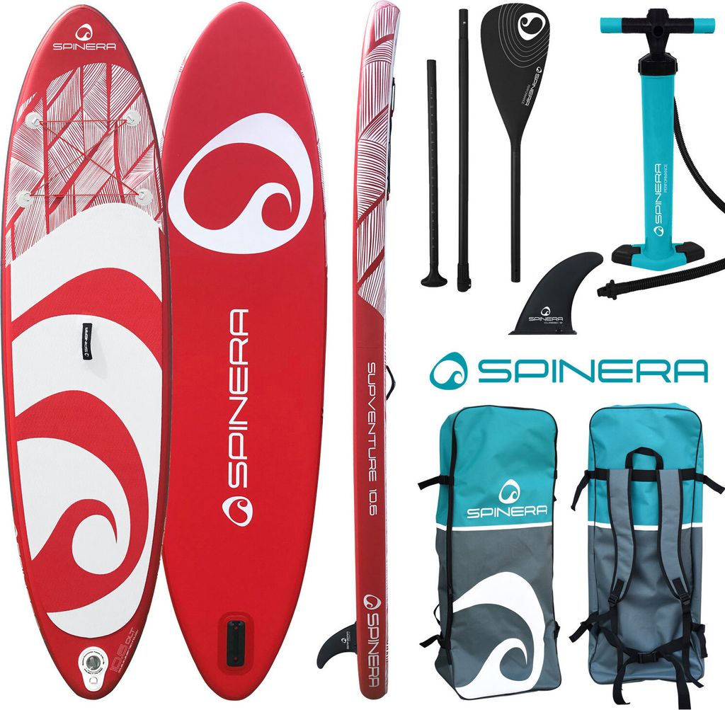 SUP SPINERA SUPVENTURE 10'6" DLT Aufblasbares Stand Up Paddle Board | 320 x 80 x 15 cm | Surfboard für Einsteiger & Fortgeschrittene mit zubehör